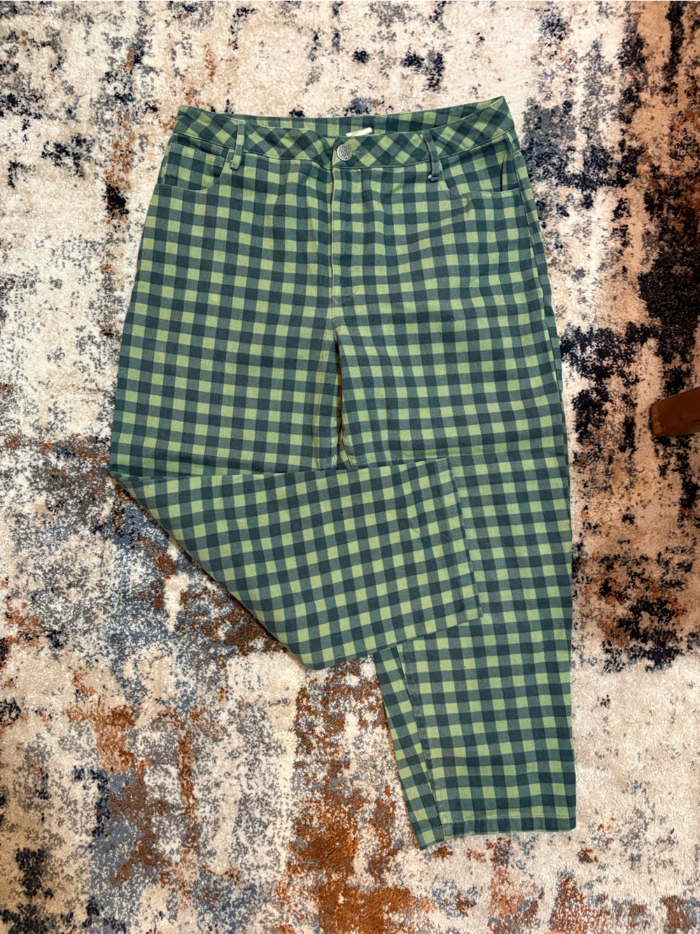 Lucy and Yak Green Gingham Casual Bottoms
